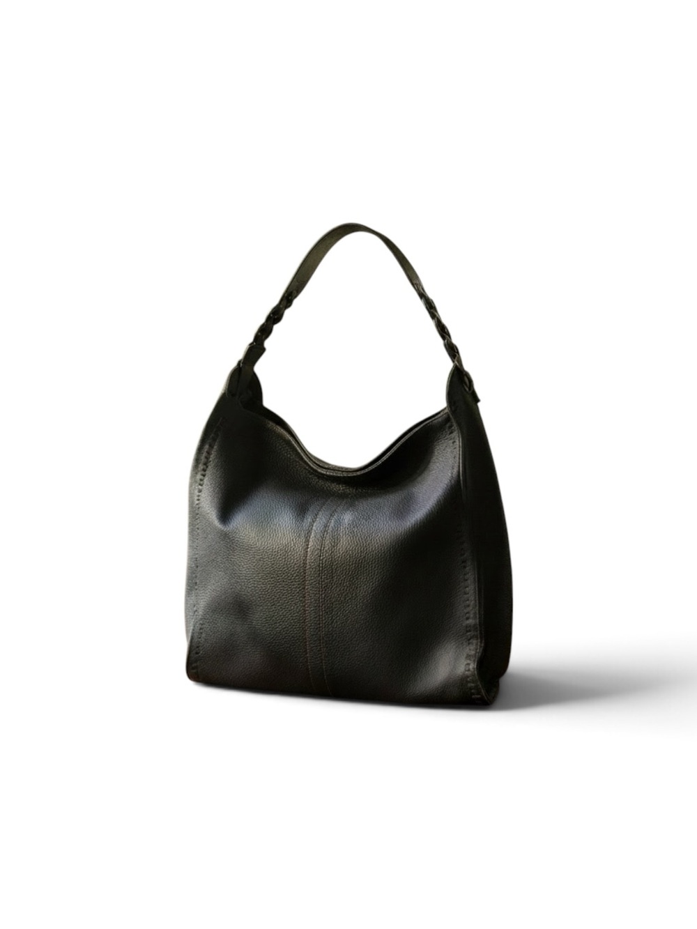Lucky Brand pebbled Classic Black Leather Hobo Bag